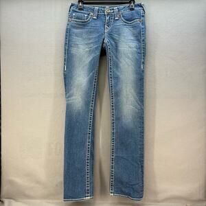 True Religion Jeans Women's 28 (6) Light Blue Straight Leg Preppy Normcore